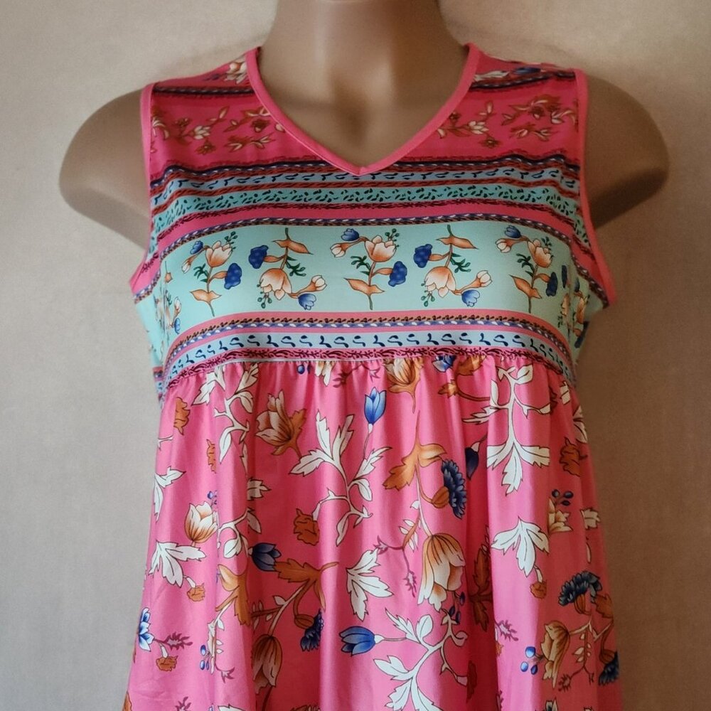 Cute tank sz XXL pink floral babydoll style EUC